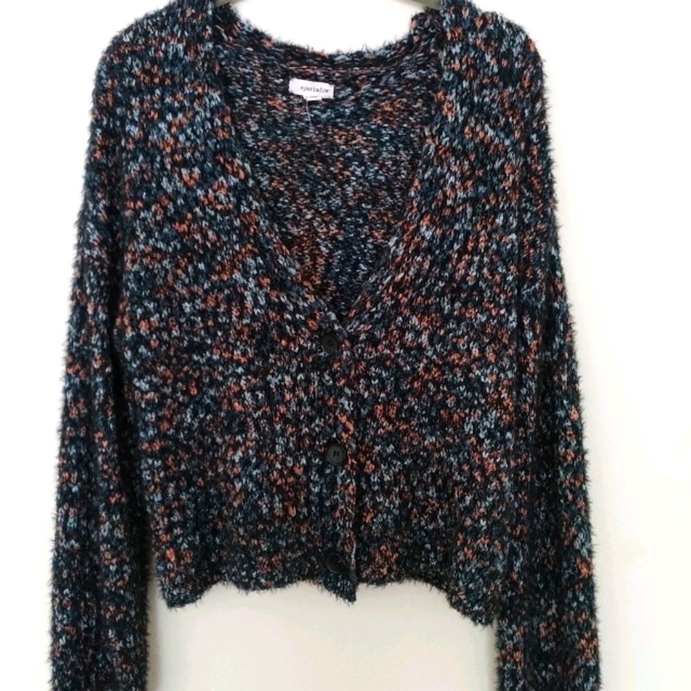 Fuzzy button down sweater